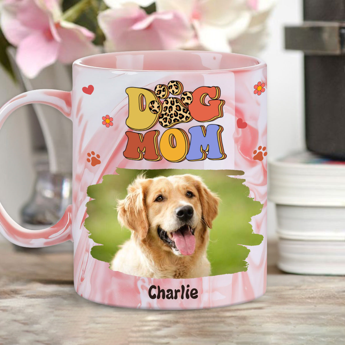 Slay Dog Mama Personalized Custom Pink Marble 11oz Ceramic Mug for Special Occasions
