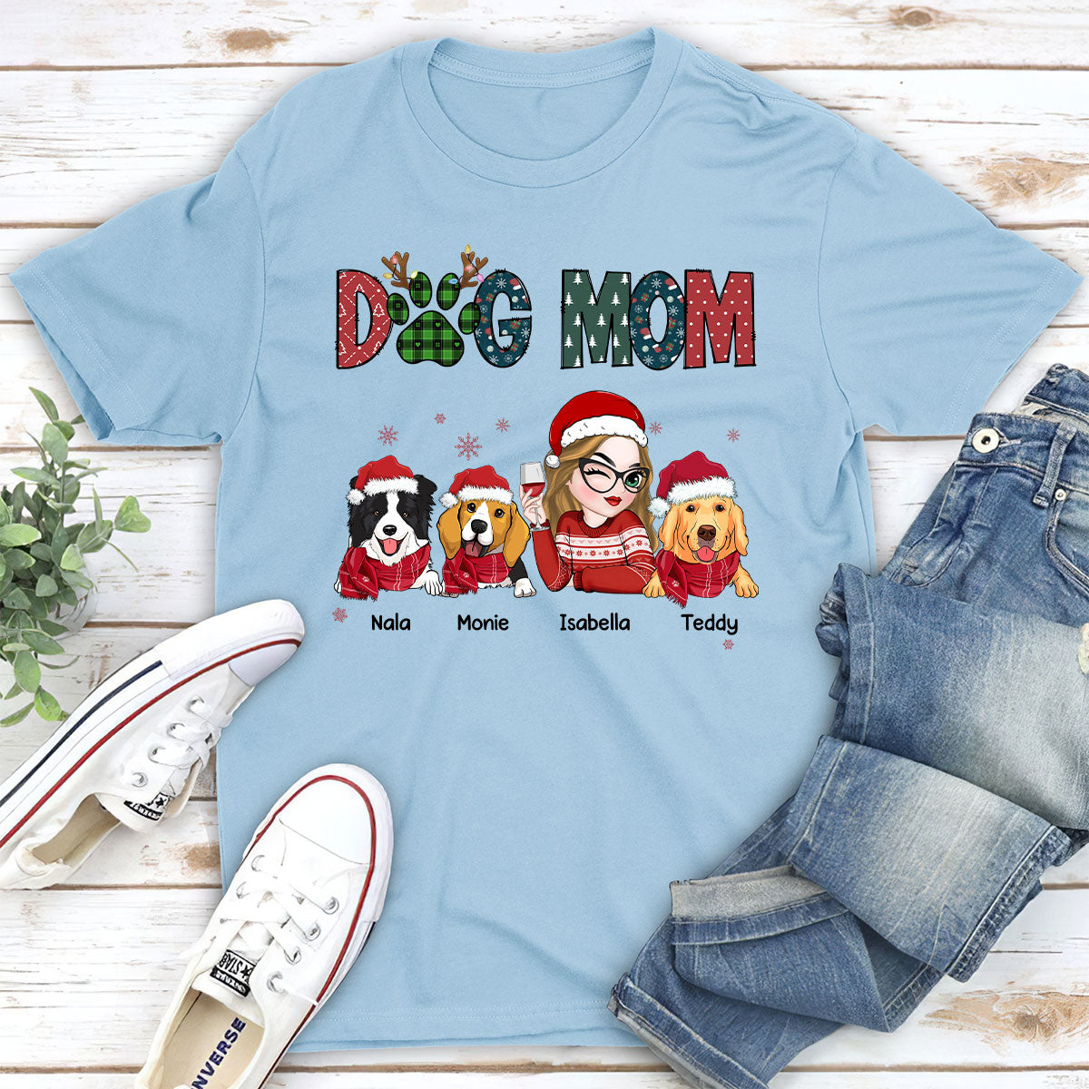 My Lovely Dog Mom - Personalized Custom Unisex 5.3 oz T-shirt for Pet Lovers