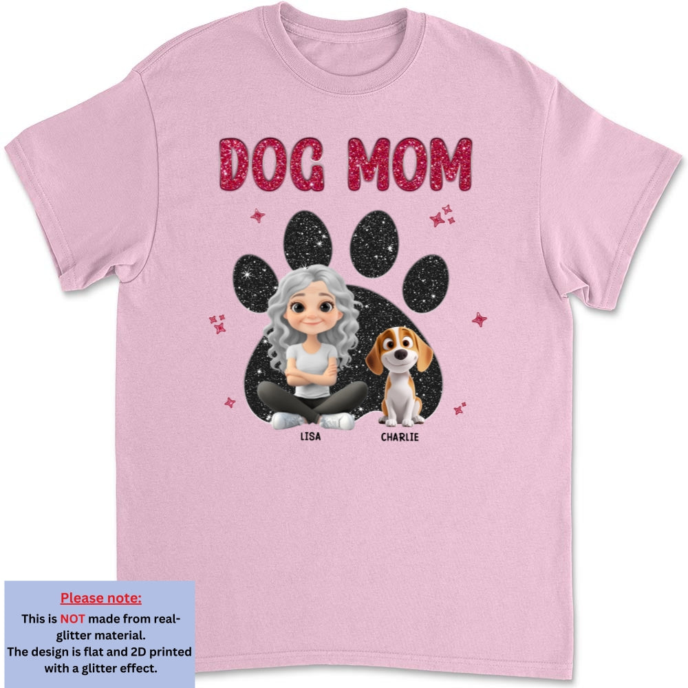 Stylish Dog Mom Mum Black Blink - Personalized Custom Unisex 5.3 oz T-shirt