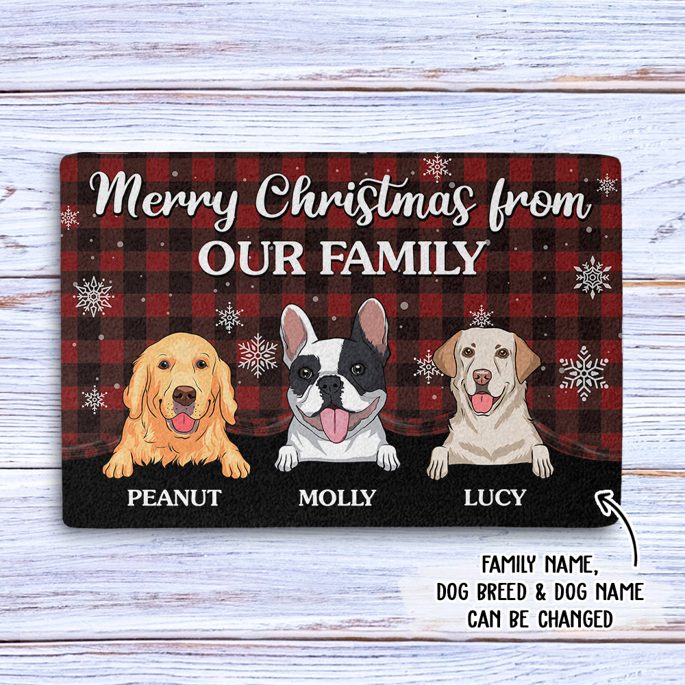 Merry Christmas - Customizable Personalized Dog Picture Doormat in 24' x 16' and 30' x 18'