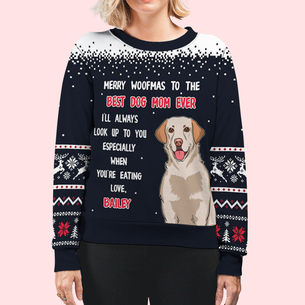 Look Up To You 2 - Personalized Custom All-Over-Print Unisex 8.8 oz Polyester Blend Sweatshirt for Pet Lovers