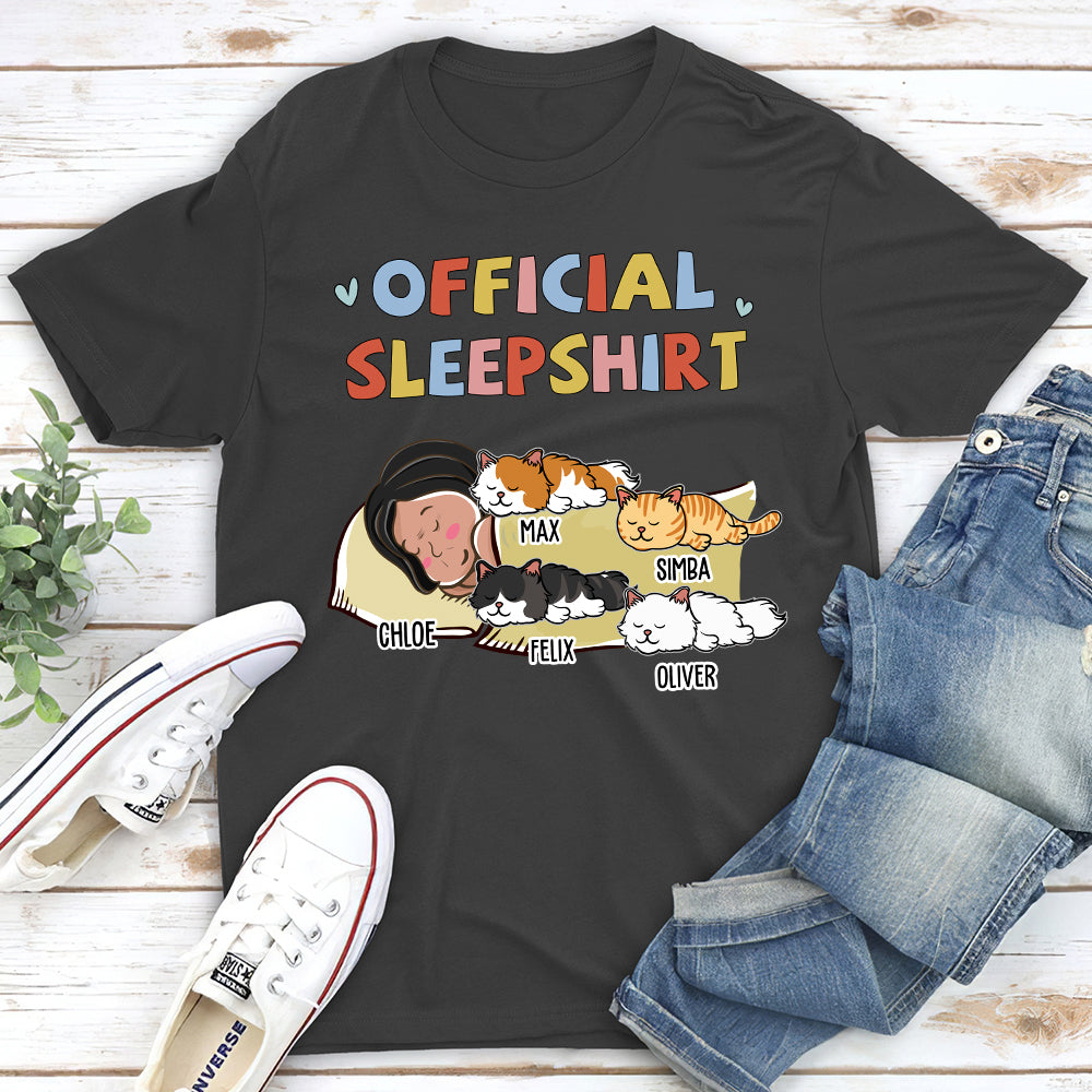 Personalized Custom Unisex Sleeping Cat Sleepshirt - 5.3 oz Heavy Cotton T-shirt