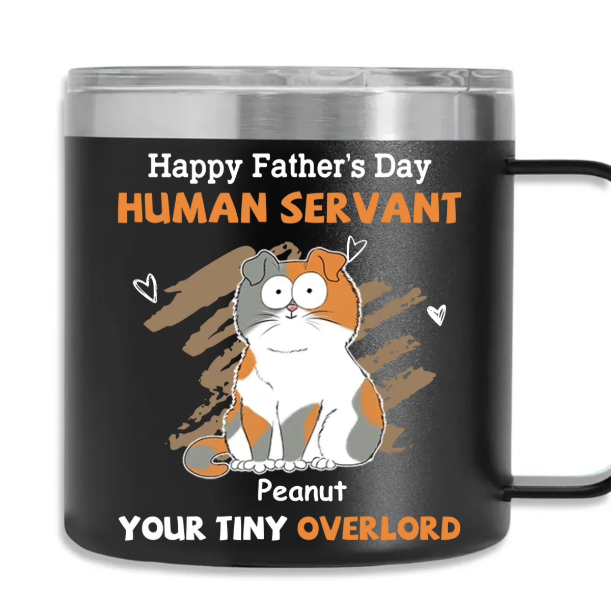 Personalized Custom 14oz Stainless Steel Tumbler with Handle - A Perfect Gift for Your Human Servant