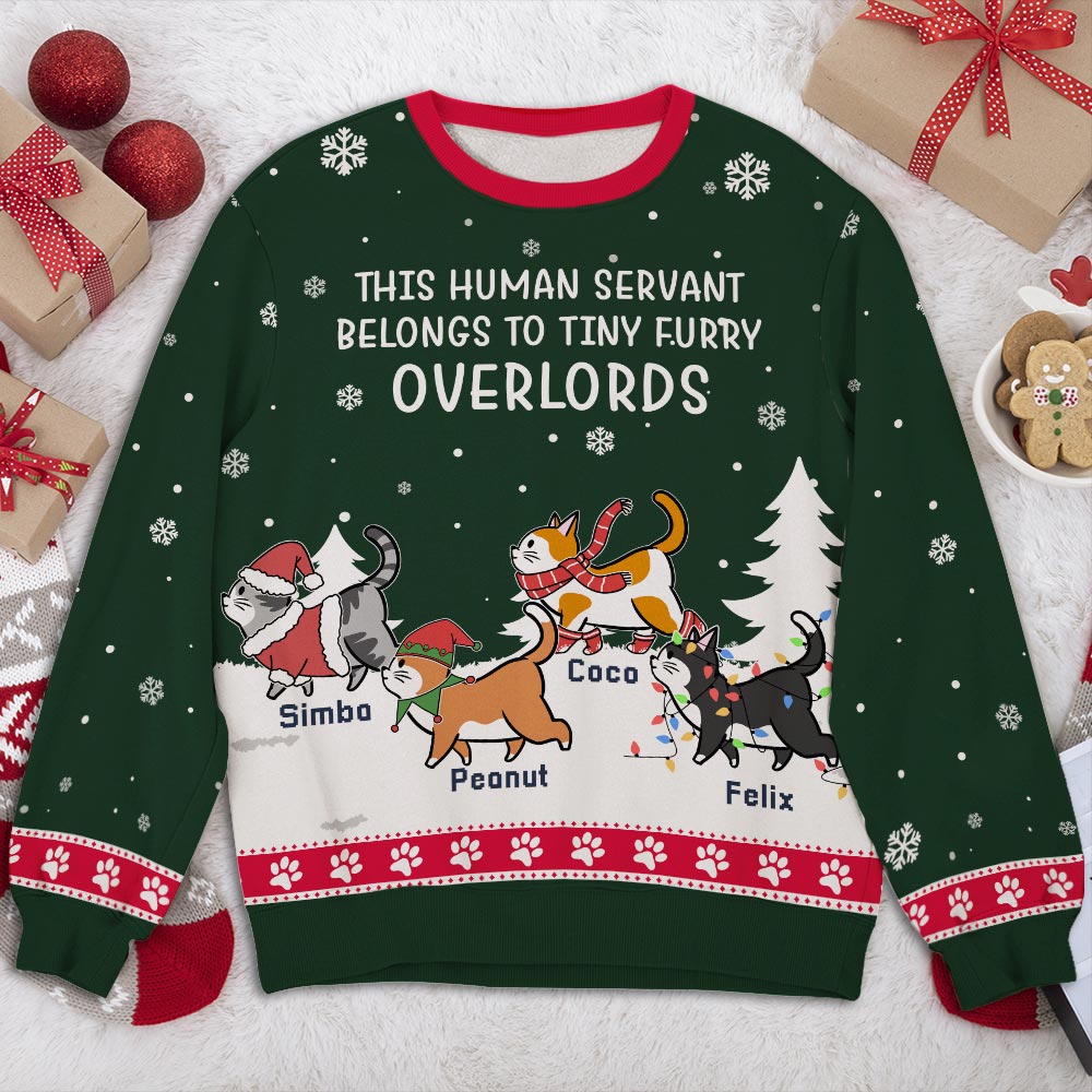 Tiny Furry Overlords - Customizable All-Over-Print Polyester Blend Unisex 8.8 oz Sweatshirt for Pet Lovers