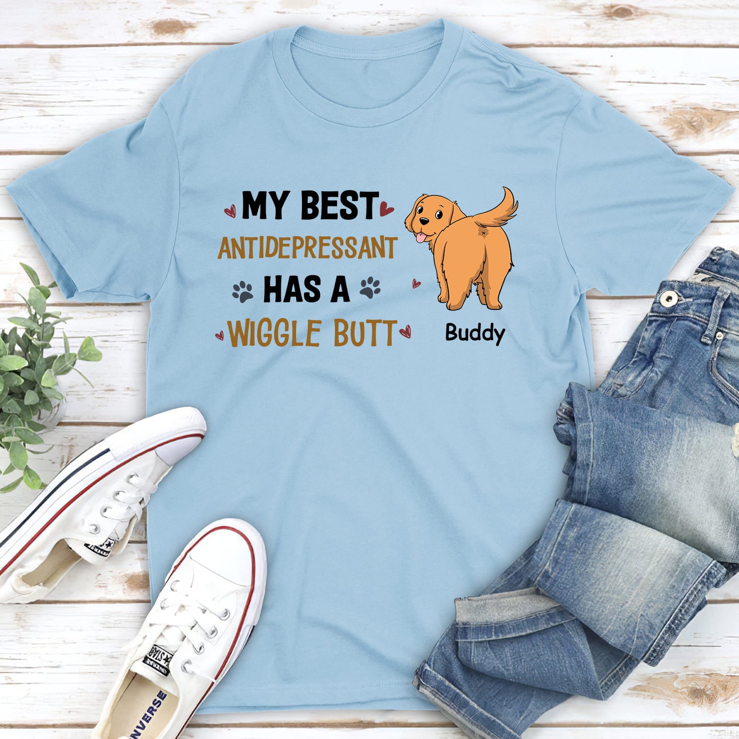 Wiggle Buttt - Personalized Custom Unisex 5.3 oz Heavy Cotton T-shirt for Pet Lovers