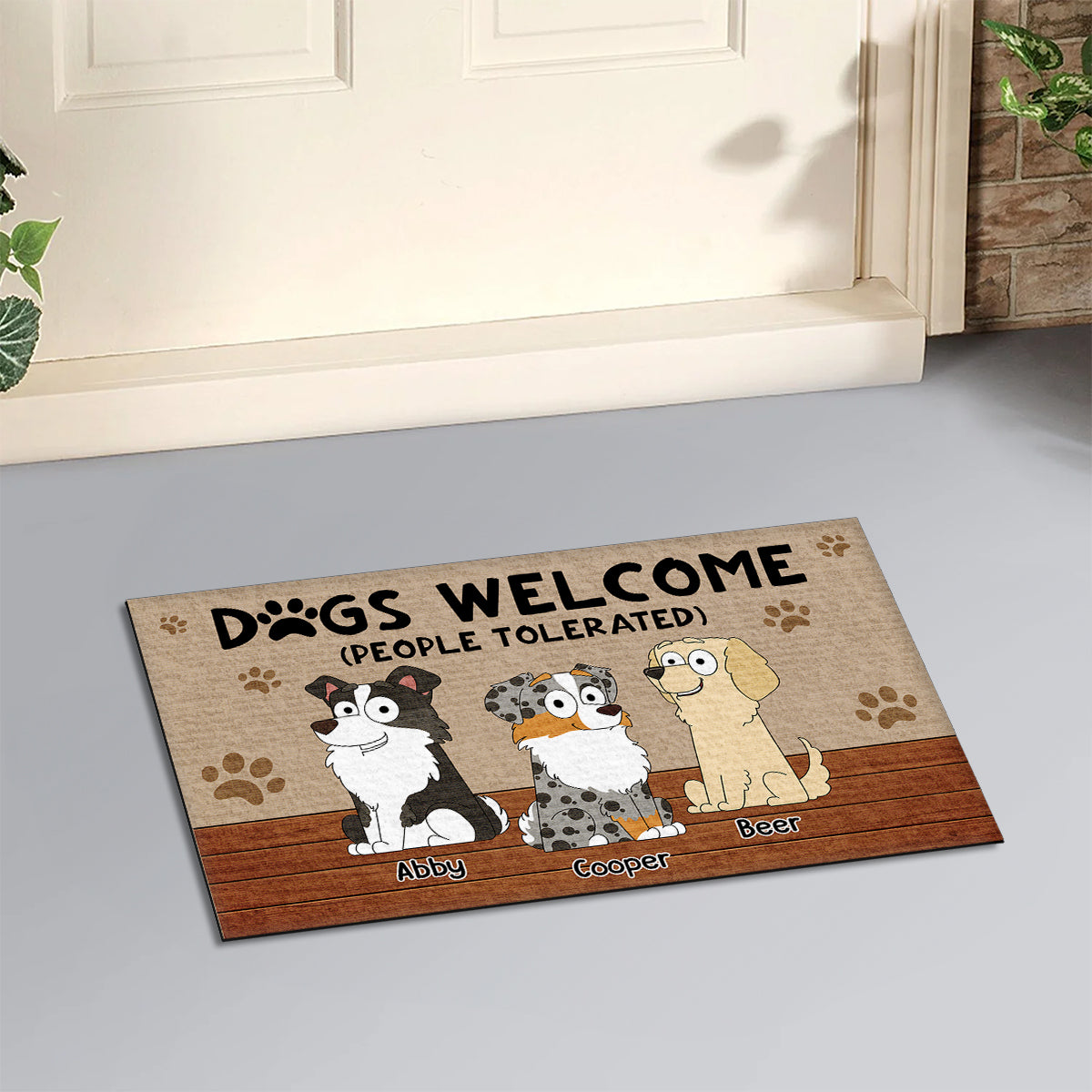Personalized Custom 'Dogs Welcome People Tolerated' Doormat for Pet Lovers