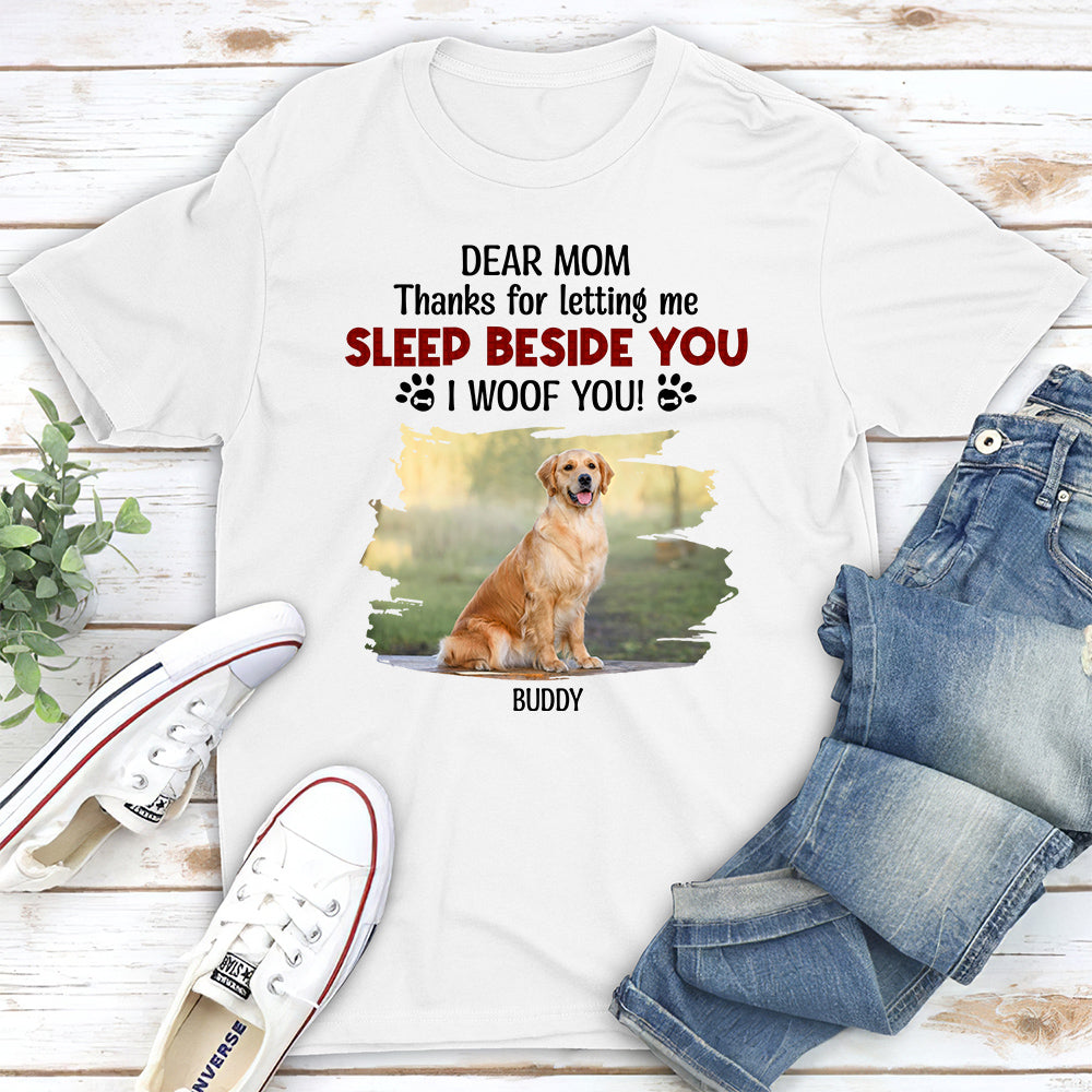 Letting Me Sleep Beside You - Personalized Custom Unisex 5.3 oz T-shirt for Pet Lovers