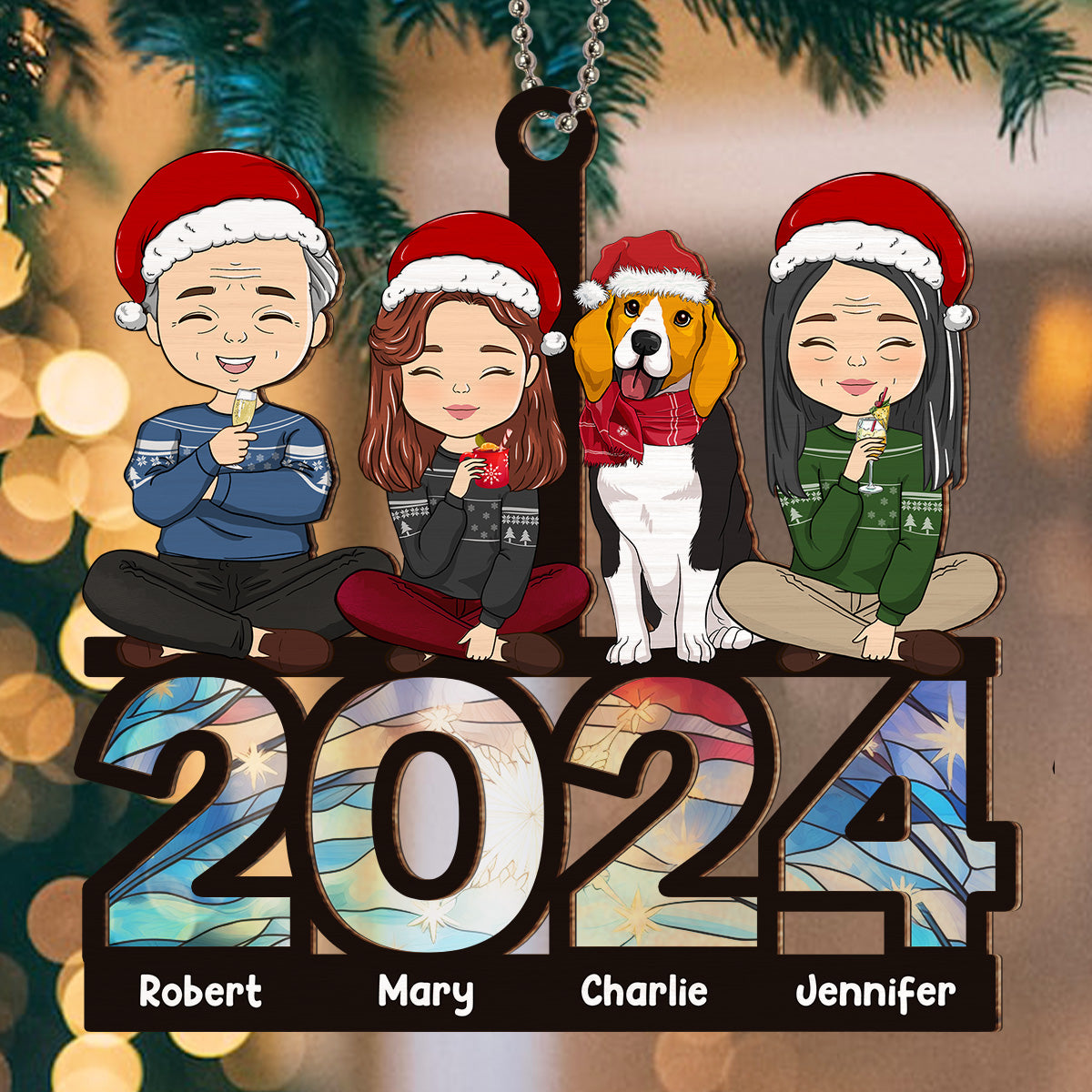2024 Family Sitting Personalized Custom Acrylic Suncatcher Ornament for Special Occasions