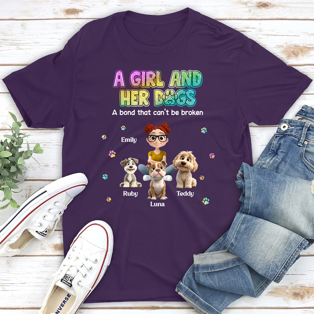 A Girl And Her Dog - Personalized Custom Unisex 5.3 oz T-shirt for Pet Lovers