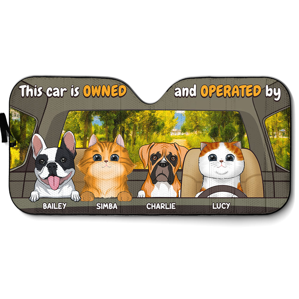 Personalized Owned And Operated Car Sunshade - Ideal Gift for Pet Lovers