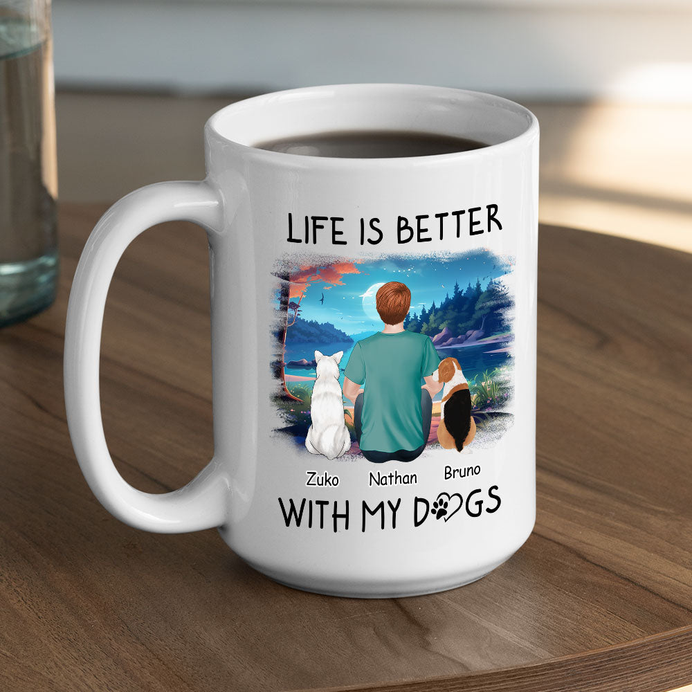 Better With Dogs - Personalized Custom Coffee Mug for Pet Lovers (11oz & 15oz)