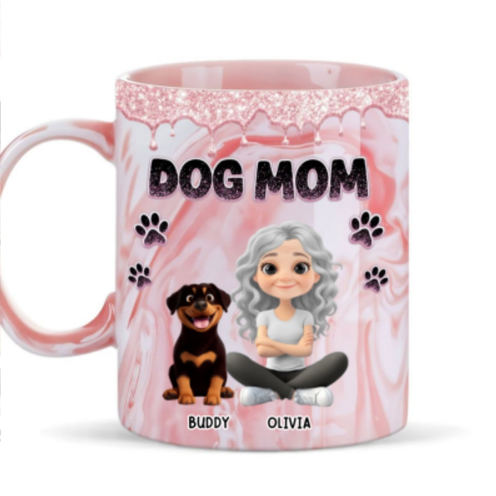 Baby Dog Mom - Exquisite Personalized Custom Pink Marble 11oz Mug
