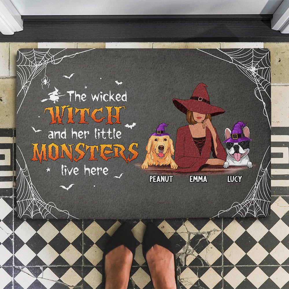 We Live Here - Customizable Personalized Doormat with Your Dog's Picture