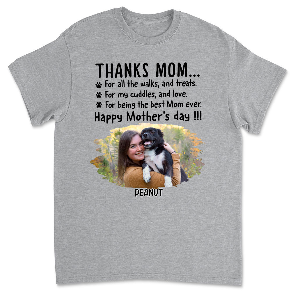 Thanks Mom Personalized Custom Unisex 5.3 oz Photo T-shirt - Ideal Gift for Pet Lovers