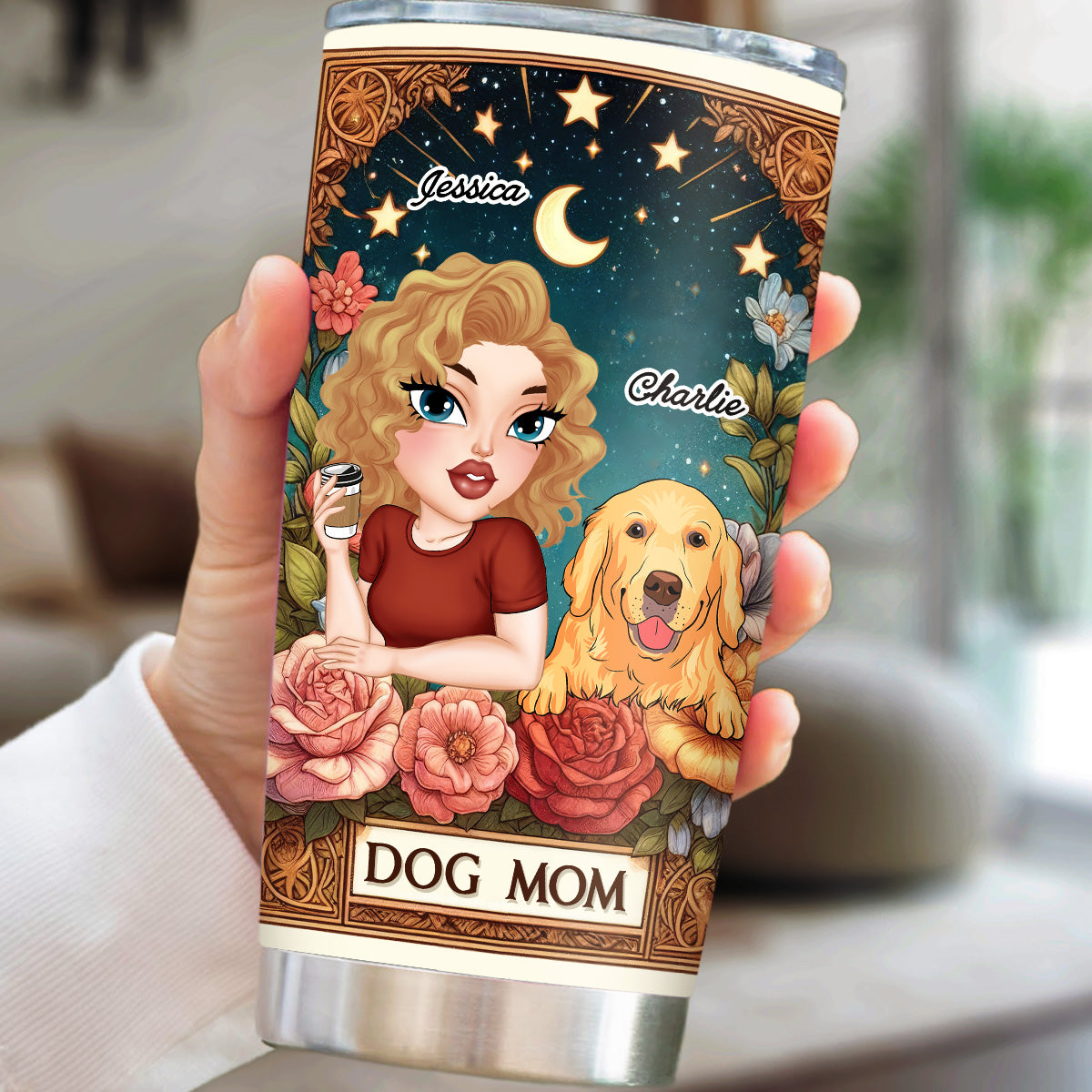 Best Dog Mom Ever Personalized Custom Tarot Design 20oz Stainless Steel Tumbler