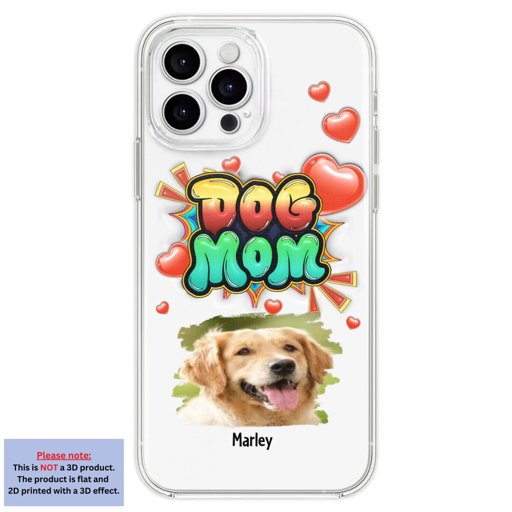 Dog Mom Gradient Photo - Personalized Custom 3D Inflated Effect Luxury Phone Case for Smartphones