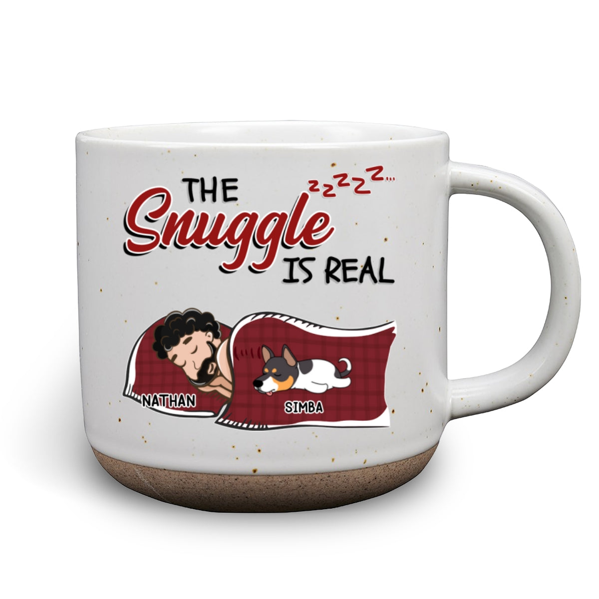 The Cuddle - 11oz Personalized Custom Ceramic Pottery Mug in Dark Blue or White