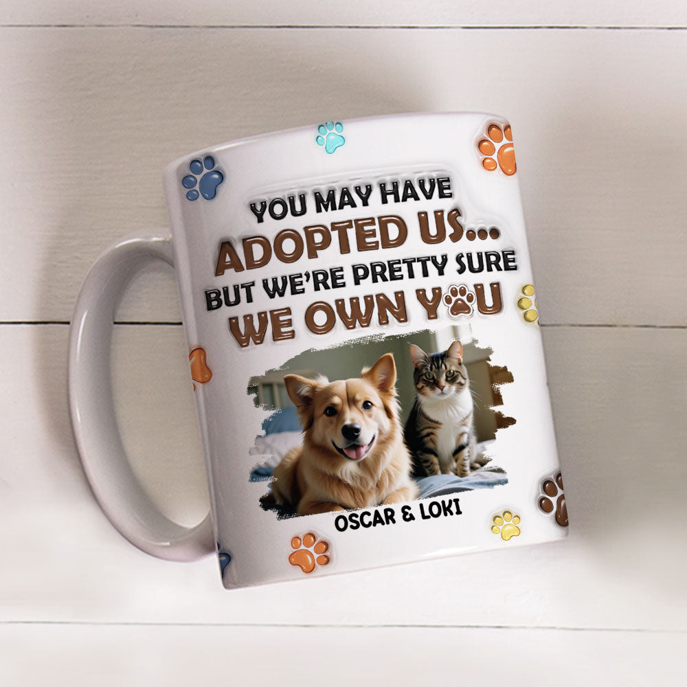 Personalized Custom 3D Inflated Effect Mug with Adopted Pets Photo - 11oz High - Quality Ceramic Mug
