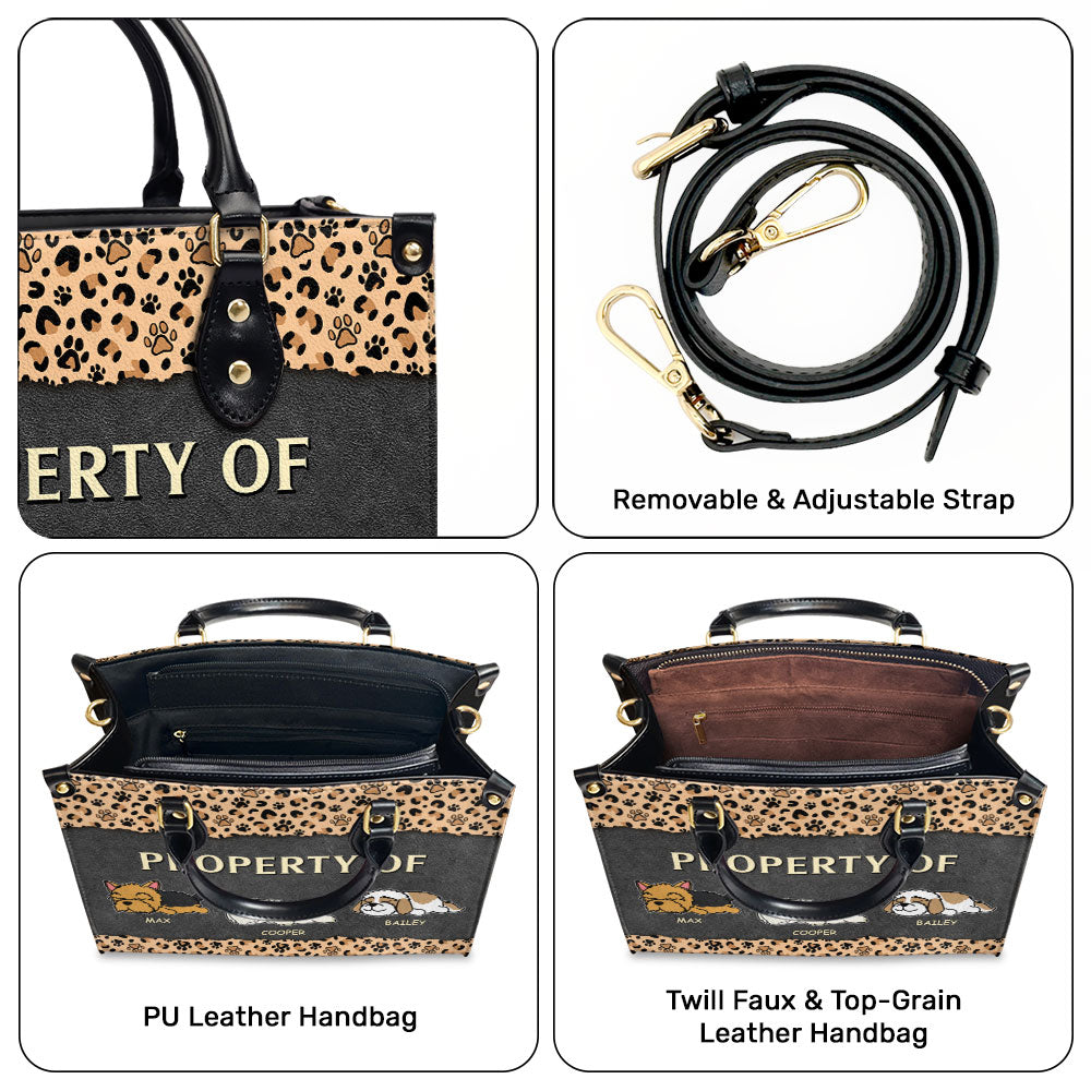 Personalized Custom Leather Handbag - Property Of Your Fur Babies