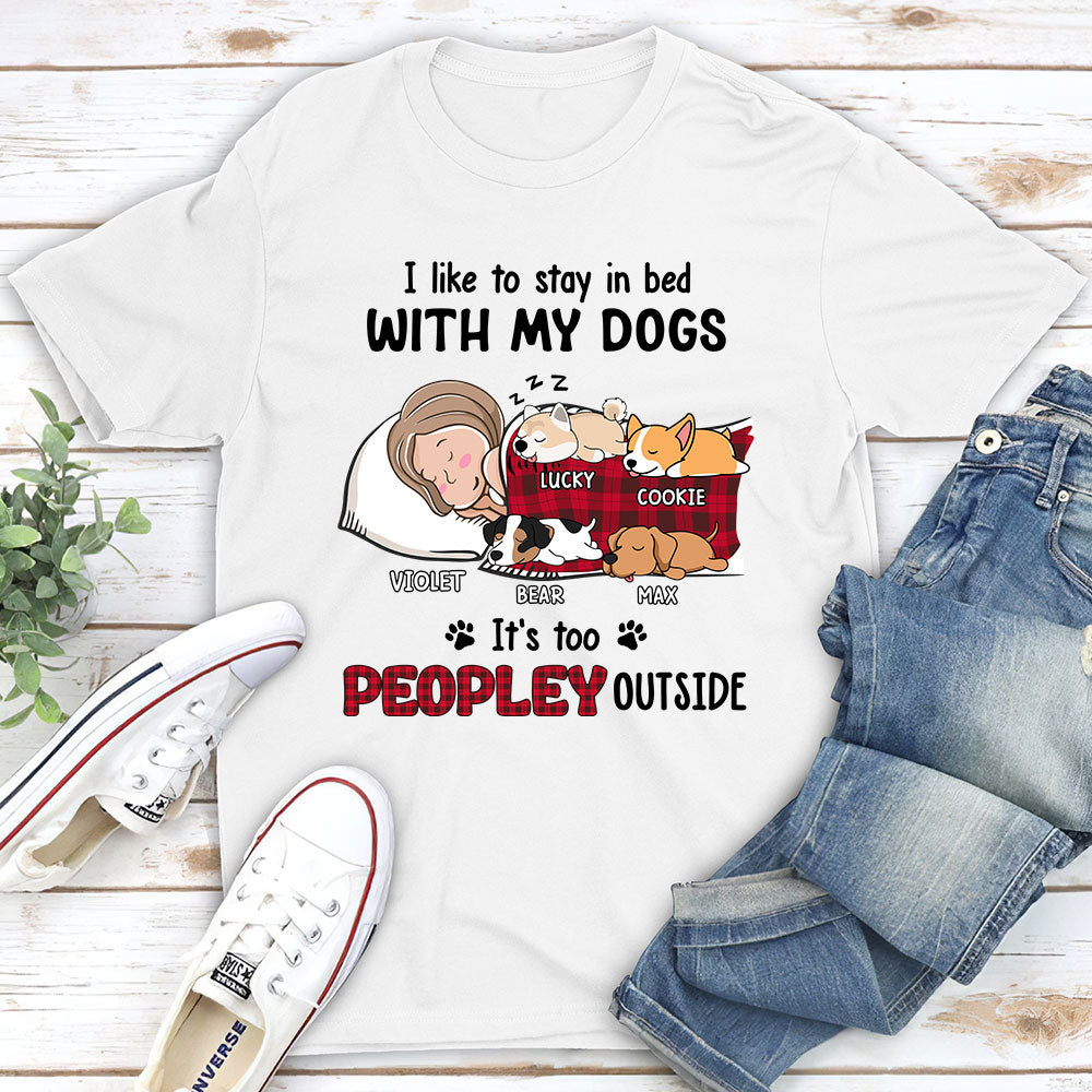 Like To Stay In Bed - Personalized Custom Unisex 5.3 oz T-shirt for Pet Lovers