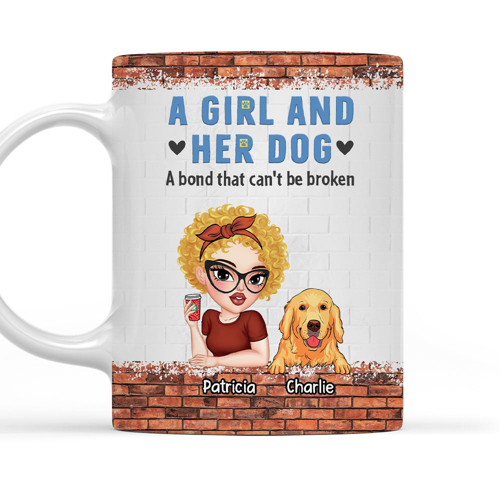 Unbreakable Bond of a Girl and Her Dog - 11oz Personalized Custom Coffee Mug for All Beverages