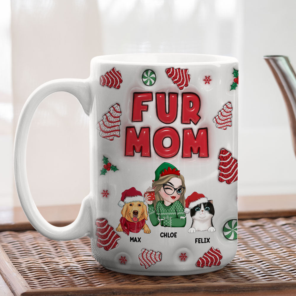 Fur Mom Tree Cake - Exquisitely Personalized Custom 3D Inflated Effect 11oz/15oz Mug