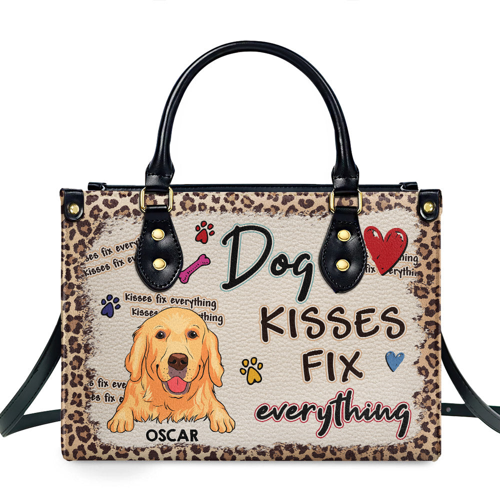 Pet Kisses - Exquisite Personalized Custom Leather Handbag for Fur Baby Lovers