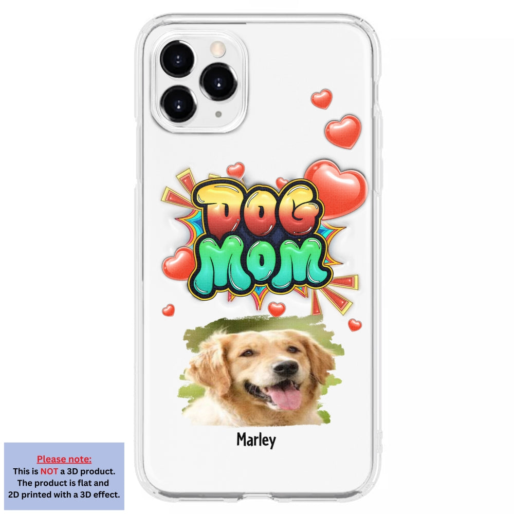 Dog Mom Gradient Photo - Personalized Custom 3D Inflated Effect Luxury Phone Case for Smartphones
