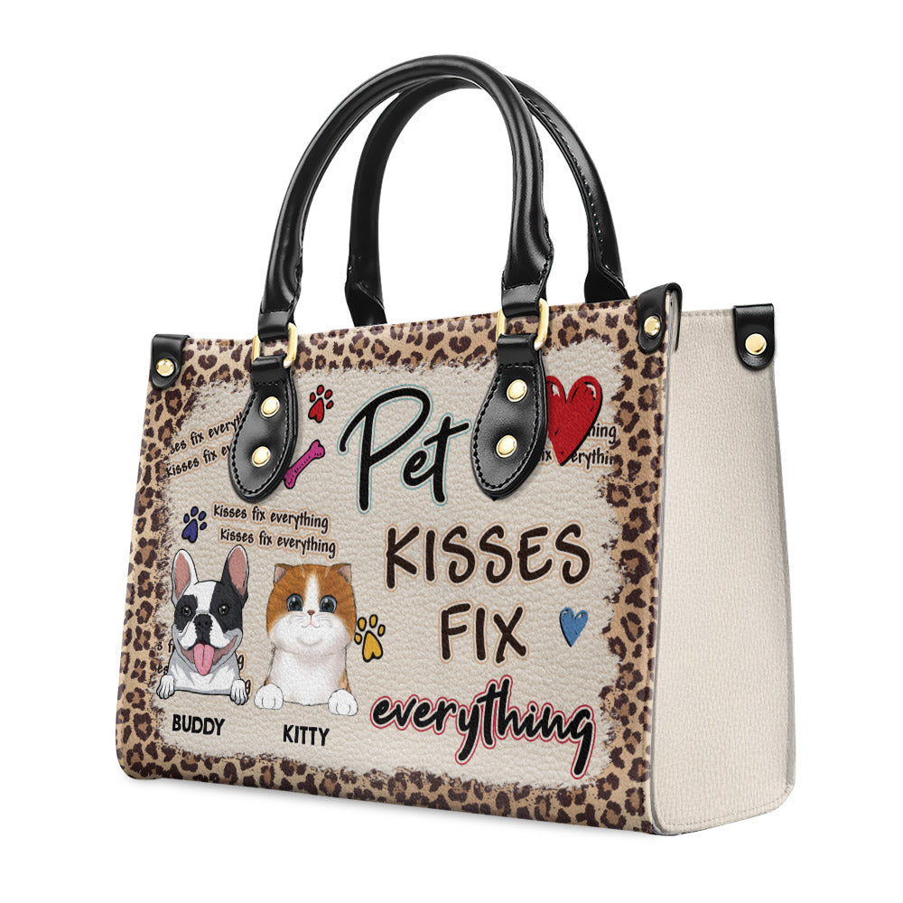 Pet Kisses - Exquisite Personalized Custom Leather Handbag for Fur Baby Lovers