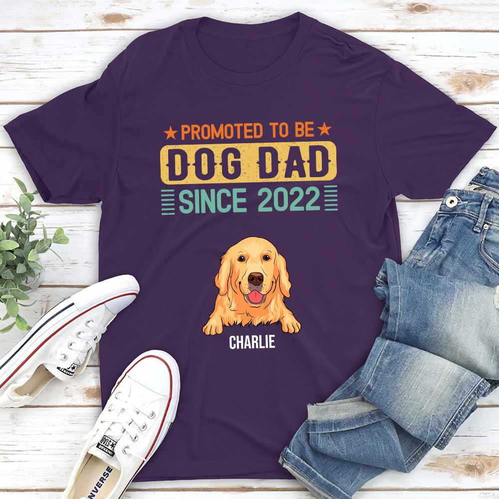 Promoted To Dog Dad - Personalized Custom Unisex 5.3 oz T-shirt for Pet Lovers
