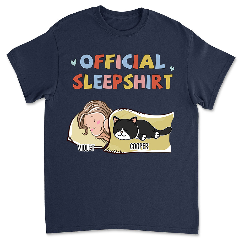 Personalized Custom Unisex Sleeping Cat Sleepshirt - 5.3 oz Heavy Cotton T-shirt