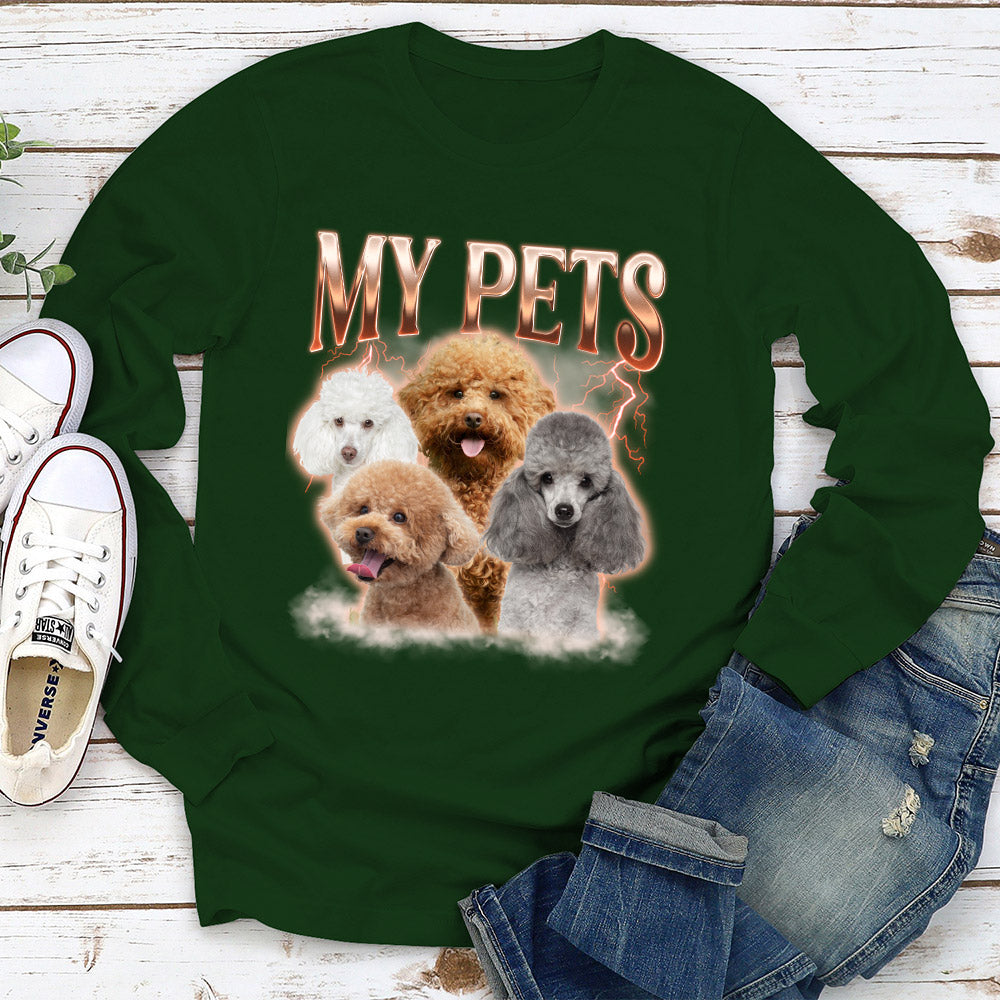 Custom Pet Face Vintage Version 3 - Personalized Custom Unisex 6.0 oz Long Sleeve T-shirt for Pet Lovers