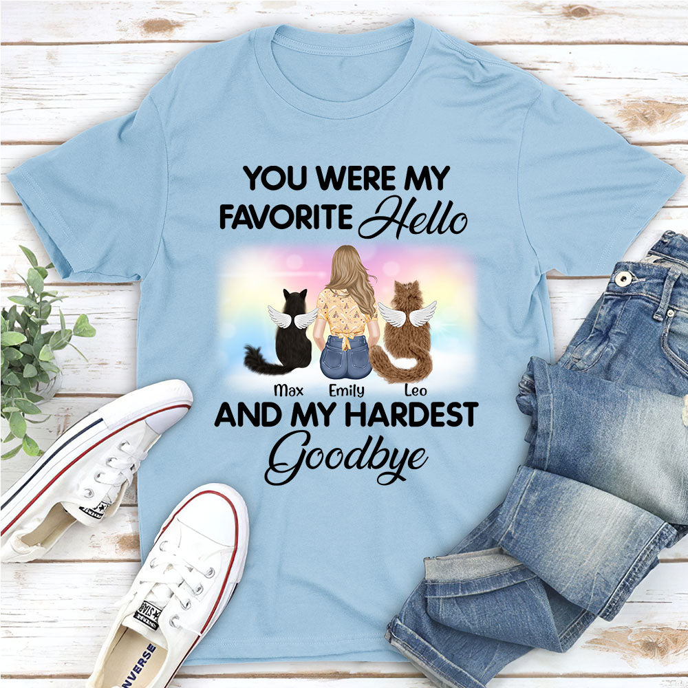 My Favorite Hello Cat - Personalized Custom Unisex Memorial T-shirt for Pet Lovers