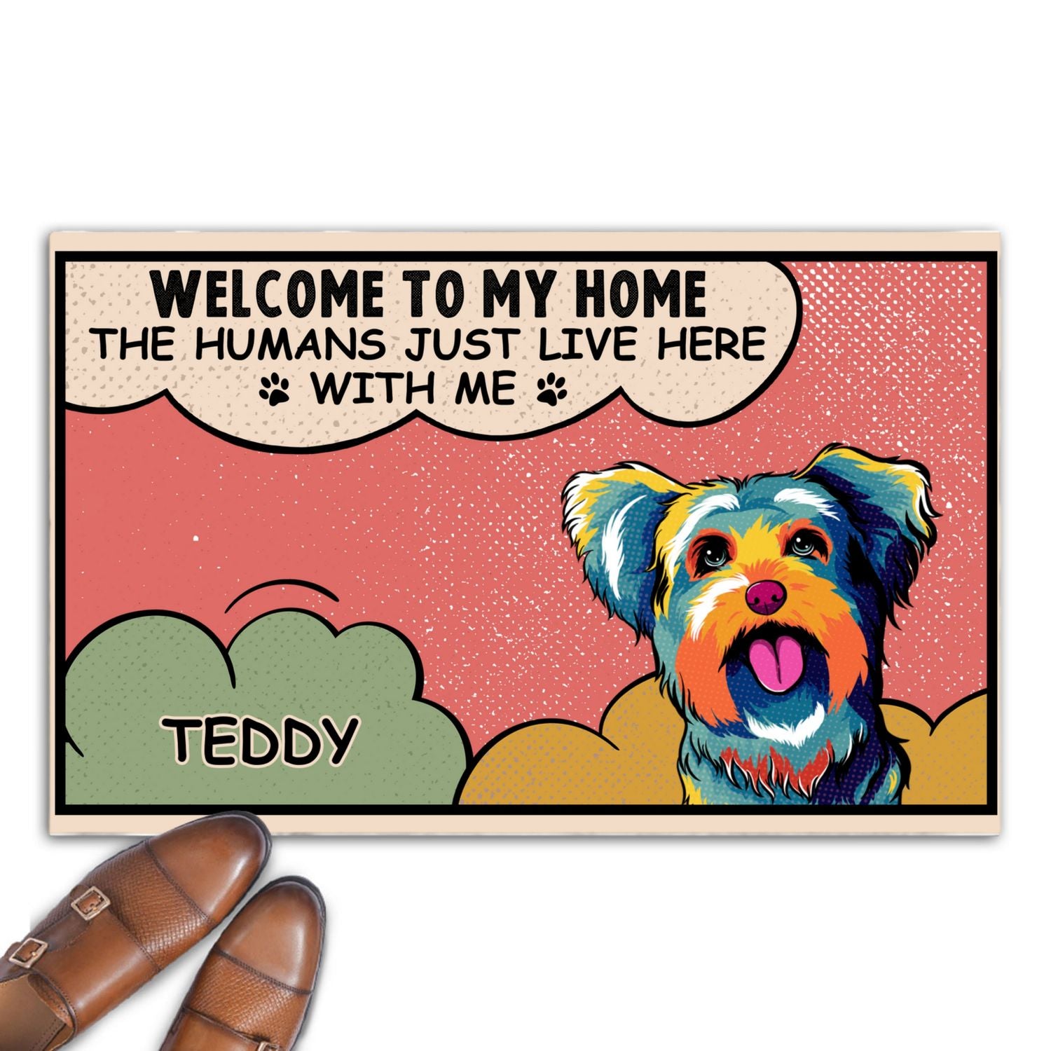 Humans Just Live Here - Personalized Custom Doormat with Your Beloved Cat or Dog's Picture