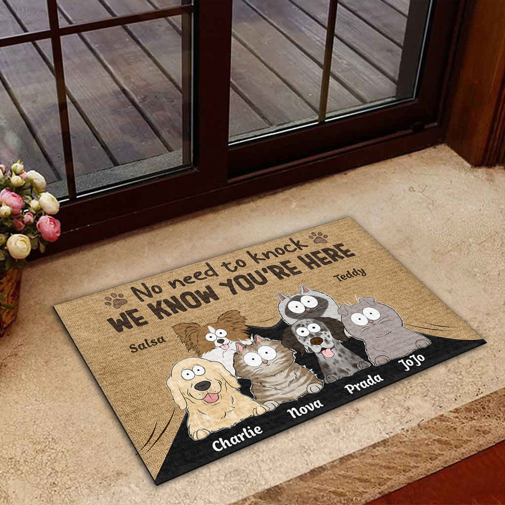 Personalized Custom Doormat: No Need To Knock, We Know You're Here - Ideal for Pet Lovers