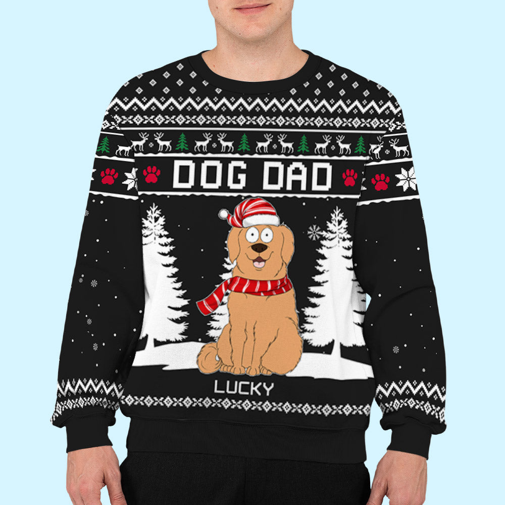 Happy Holiday Personalized Custom All-Over-Print Dog Lover's Unisex Sweatshirt