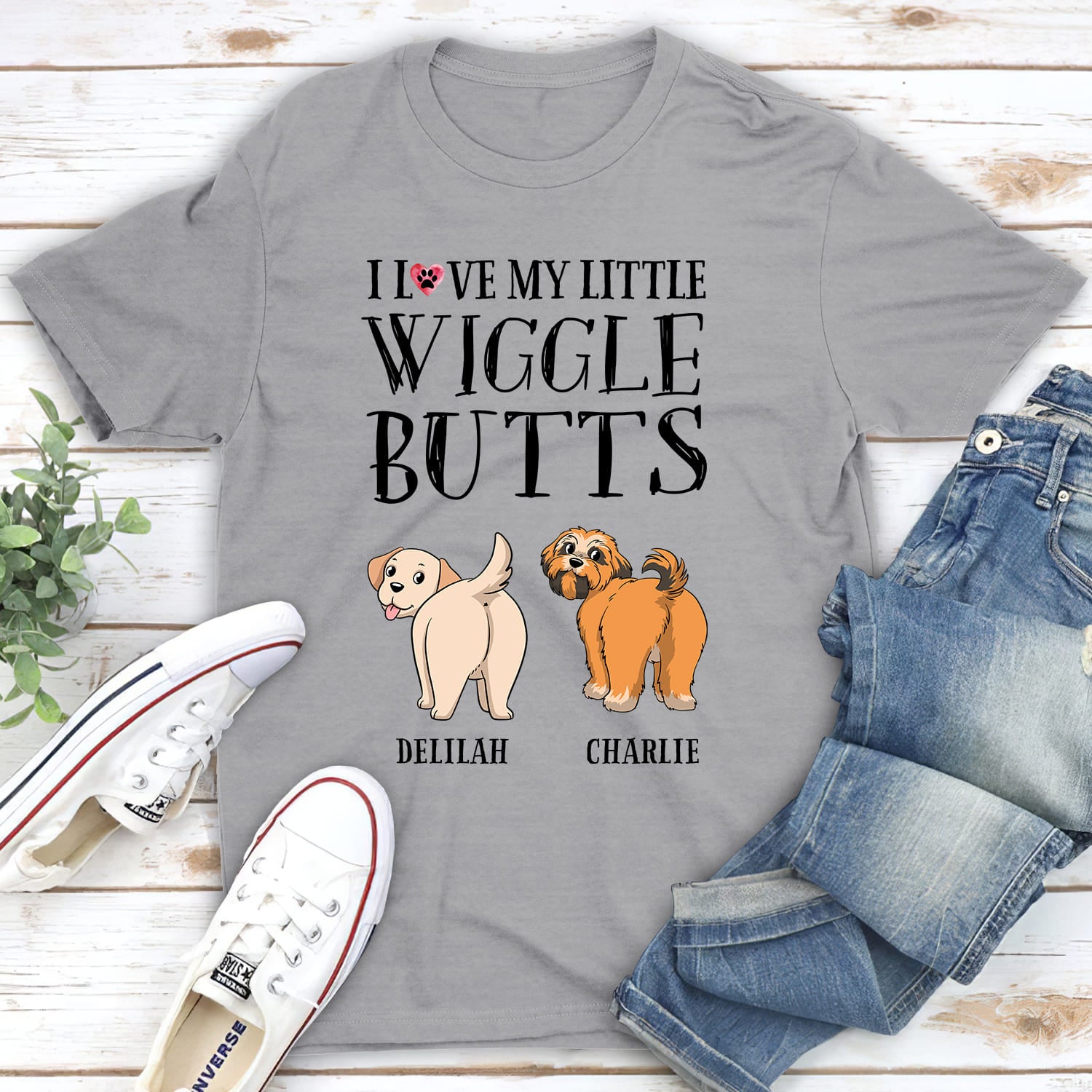 Little Wiggle Butt - Customizable Unisex Personalized T-shirt for Pet Lovers