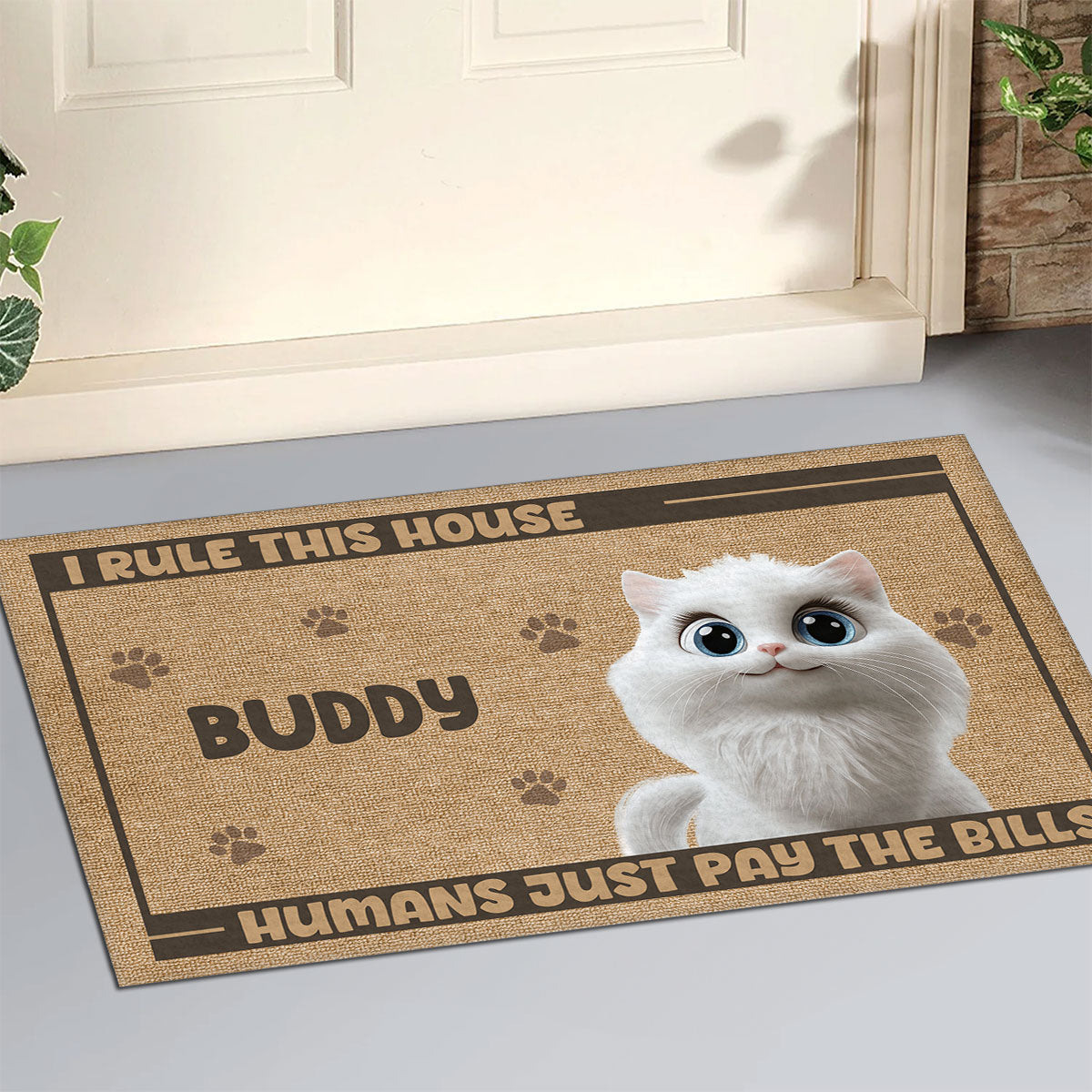 Our House Our Rule - Personalized Custom Pet Lover Doormat with Cat or Dog Picture
