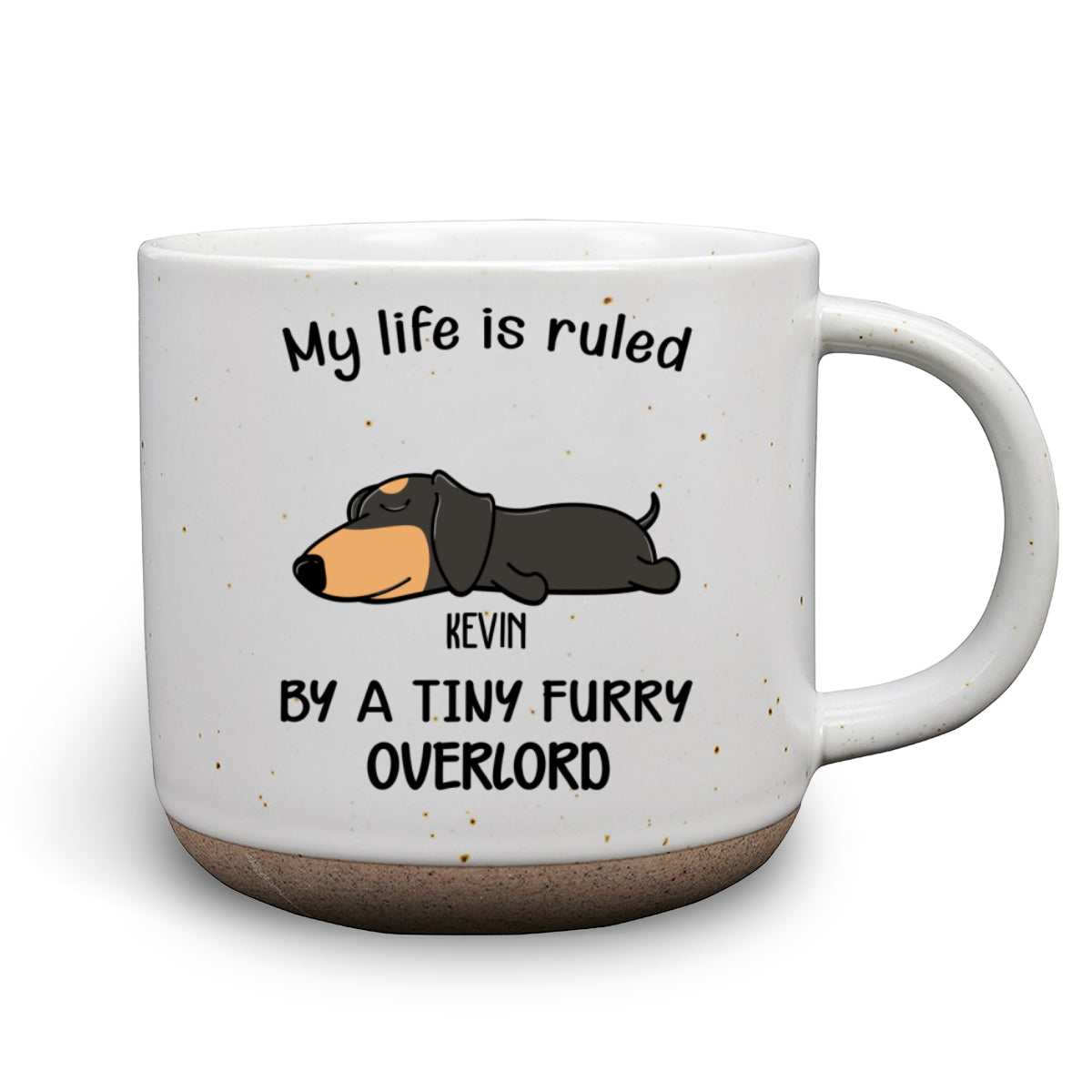 Ver Dog - Personalized Custom 11oz Dark Blue and White Ceramic Pottery Mug Ruled By Tiny Furry Overlords