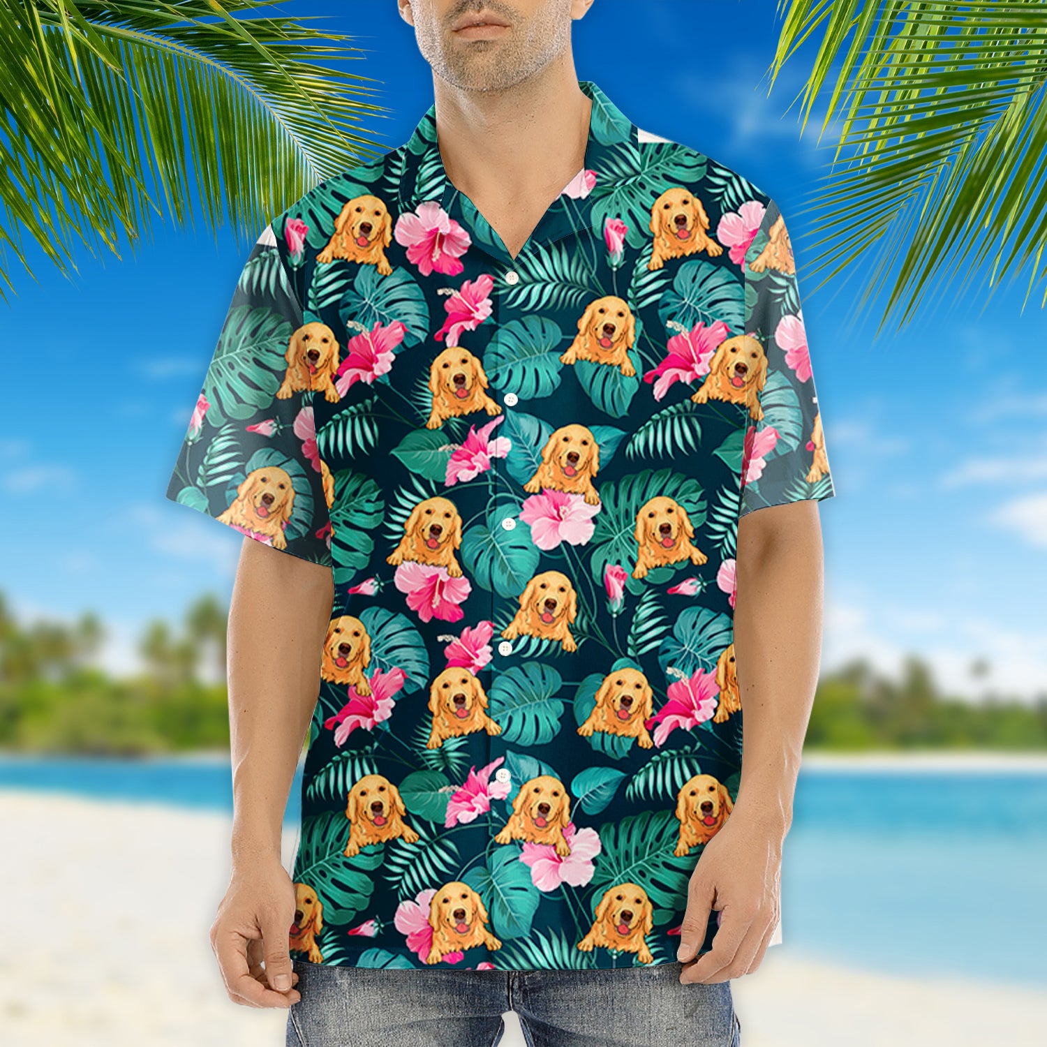 Unique Tropical Dog Pattern - Personalized Custom Hawaiian Shirt for Pet Lovers