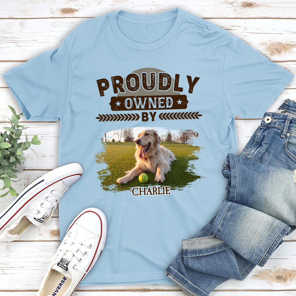 Proudly Owned By Photo - Personalized Custom Unisex 5.3 oz T-shirt for Pet Lovers
