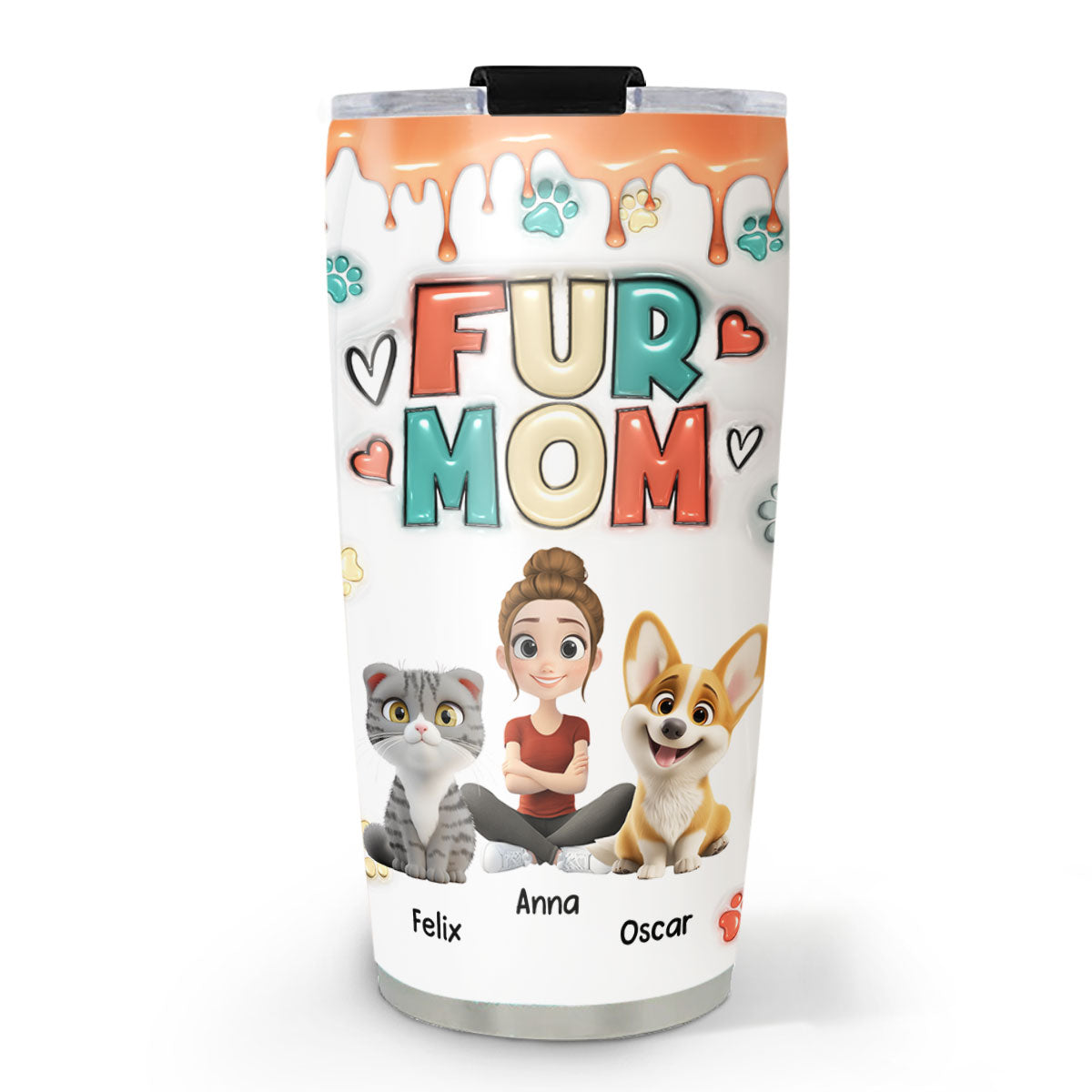 Adorable Personalized Custom 3D Inflated Effect Tumbler for Pet Moms