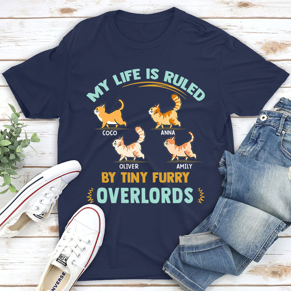 Furry Overlords Walking Cat - Personalized Custom Unisex Heavy Cotton T-shirt for Pet Lovers