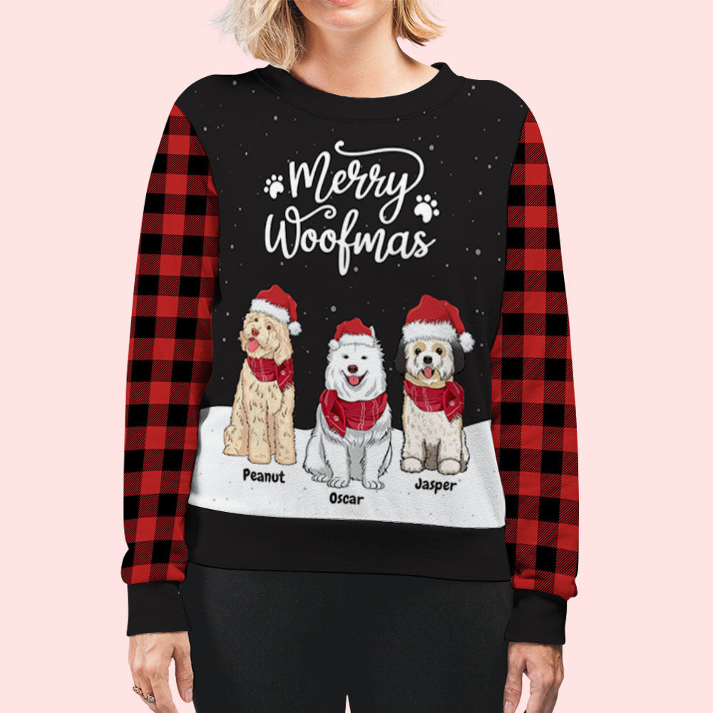 Woofmas Snow - Personalized Custom All-Over-Print Unisex 8.8 oz Polyester Blend Sweatshirt for Pet Lovers