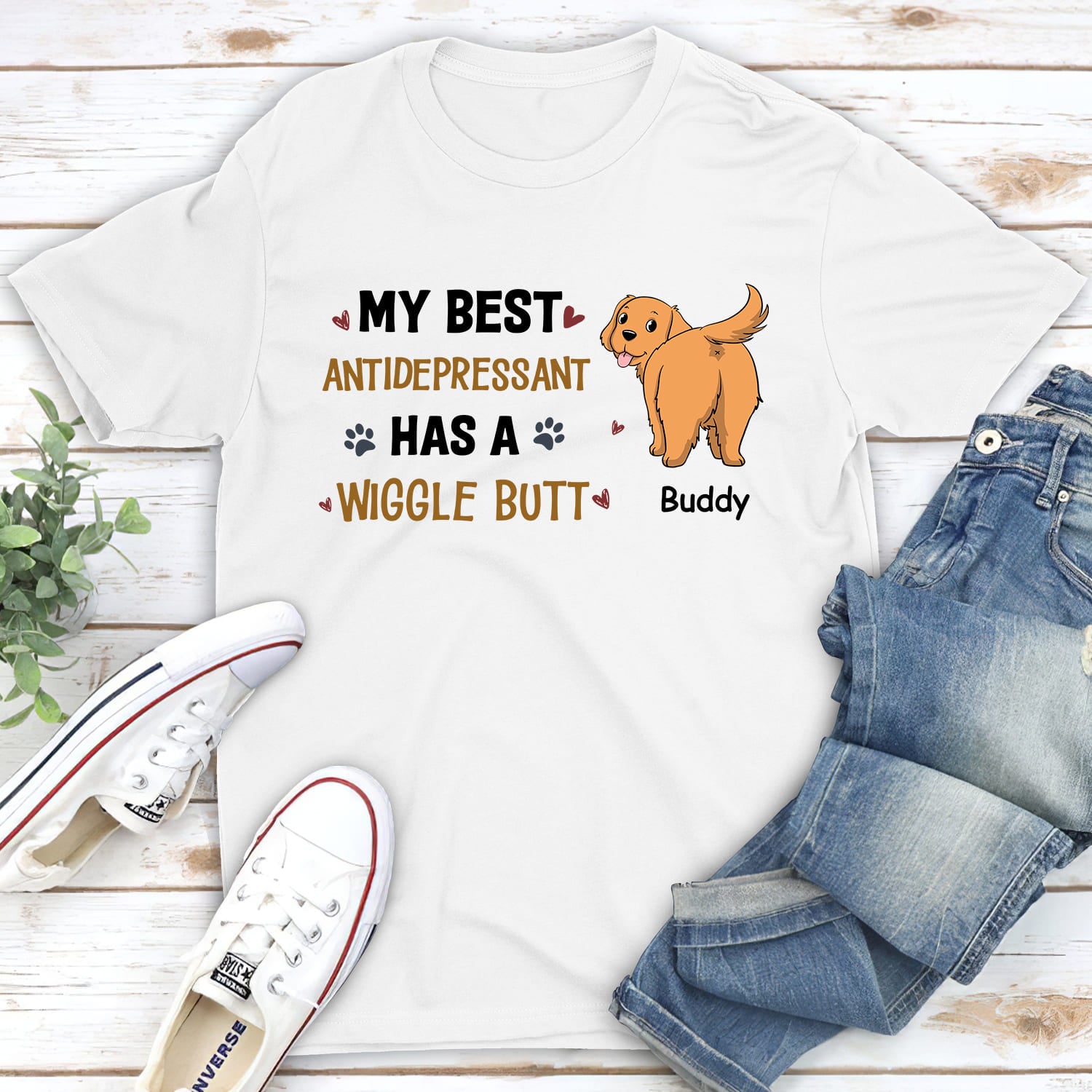 Wiggle Buttt - Personalized Custom Unisex 5.3 oz Heavy Cotton T-shirt for Pet Lovers