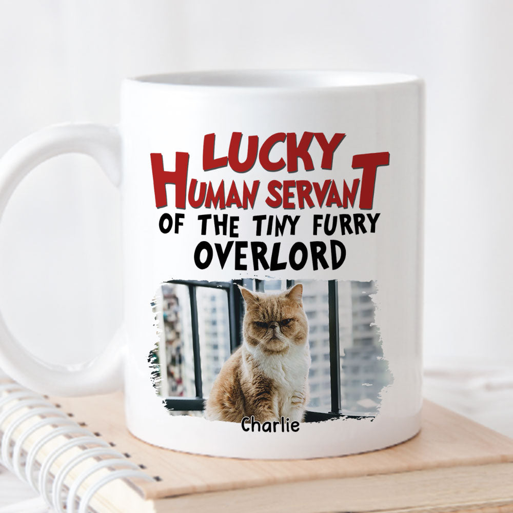 Lucky Human Servant - Personalized Custom Ceramic Coffee Mug for Pet Lovers (11oz & 15oz Sizes)