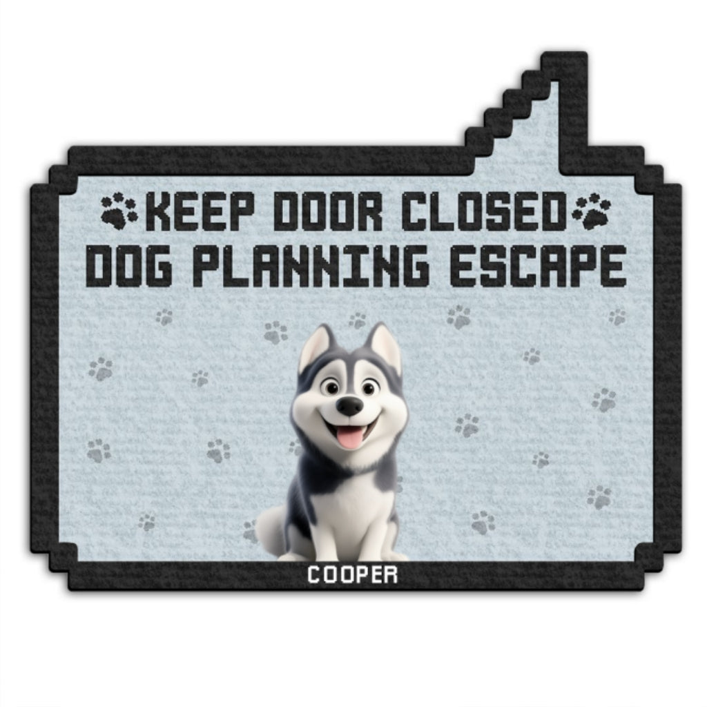 Personalized Custom 'Keep Door Closed Pixel' Doormat for Pet Lovers