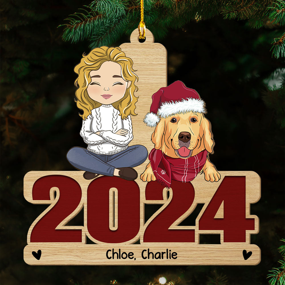 Happy Pawliday With Pets - Personalized Custom 1-layered Wood Christmas Ornament for Pet Lovers