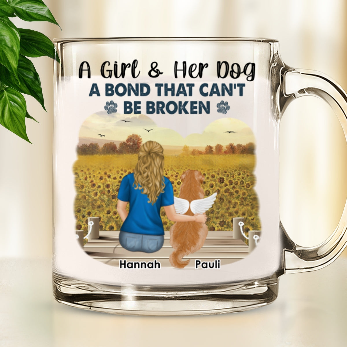 Unbreakable Bond - Exquisitely Personalized Custom Glass Mug with 11 oz Capacity