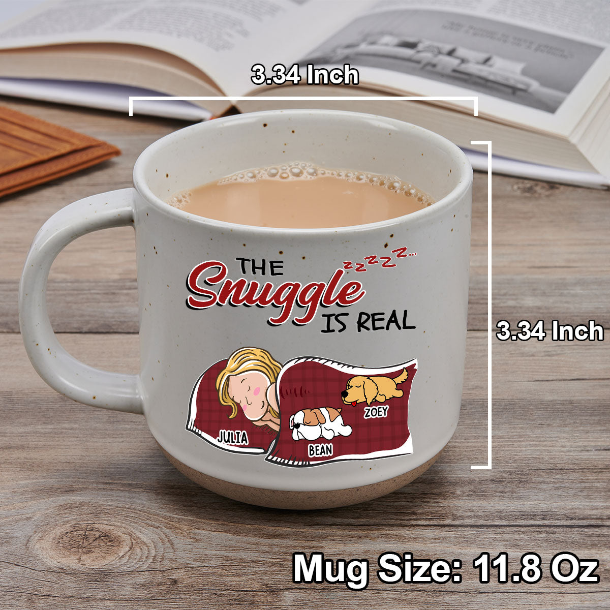 The Cuddle - 11oz Personalized Custom Ceramic Pottery Mug in Dark Blue or White